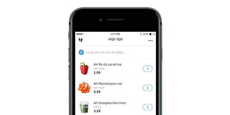Vind je boodschappenlijstje in de Albert Heijn app.