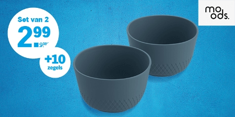 Set van 2 blauwe moods schalen voor 2,99 euro met 10 zegels