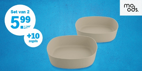 Set van 2 Moods schaaltjes voor €5,99 met 10 zegels korting aanbieding