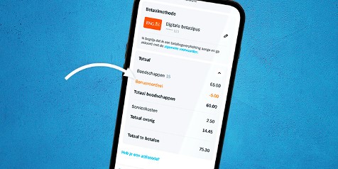 Digitale betaling via ING-app met boodschappen bonustotaal