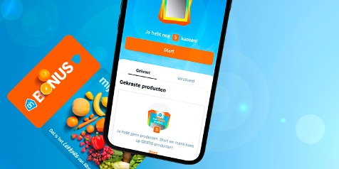 Albert Heijn Bonuskaart en mobiele app met krasactie voor gratis producten.