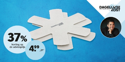 Korting op aankoop van 'Dagelijkse Kost' product met 37% korting en prijs van 4,99 euro.