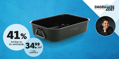 Promotie van een braadslede met 41% korting, nu voor €34,99 met volle spaarkaart.