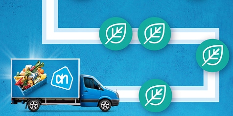 Bezorgbus op blauwe achtergrond