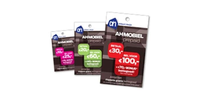 Albert Heijn AH Mobiel prepaid kaarten met verschillende beltegoed opties
