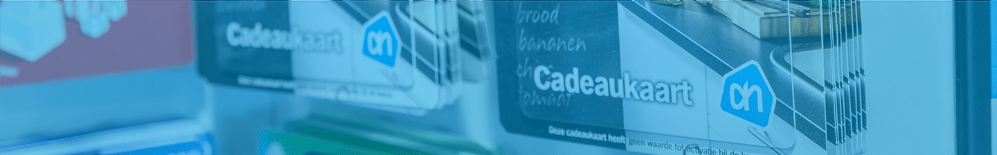 Albert Heijn cadeaukaarten in een displayrek