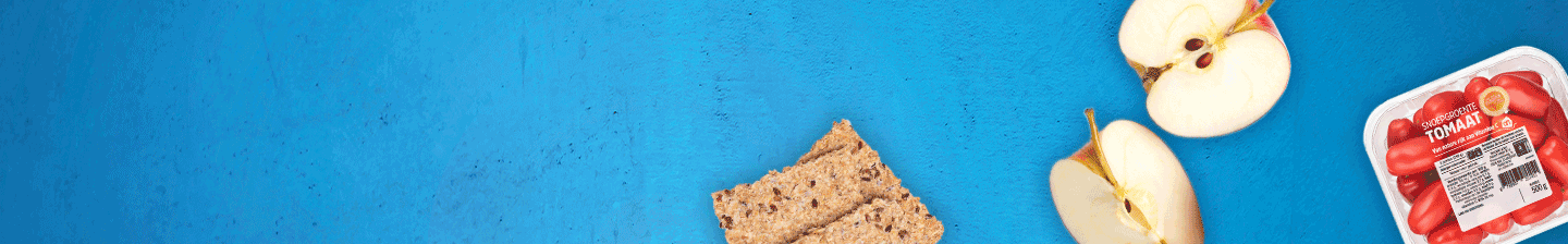 Gezonde traktaties met appel, knäckebröd en snacktomaten van Albert Heijn.