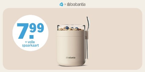 Brabantia Yoghurt en mueslibeker aanbieding bij Albert Heijn voor €7,99 met volle spaarkaart