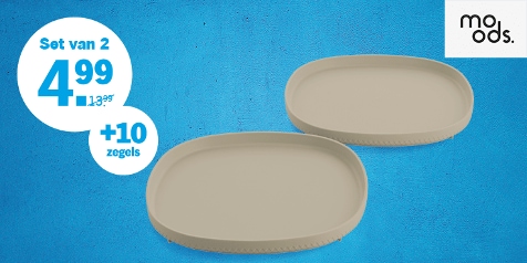 Set van 2 beige borden van Moods voor €4,99 plus 10 zegels.