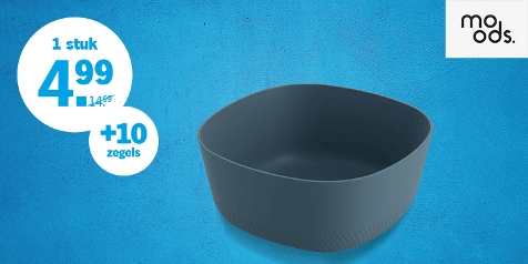 Promotie van een Moods. schaal voor €4,99 plus 10 zegels.