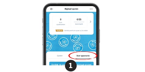 App-scherm met digitale spaaractie informatie van Albert Heijn.