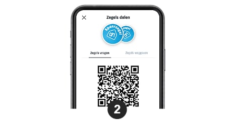 QR-code voor het delen van AH spaarzegels op een smartphone scherm