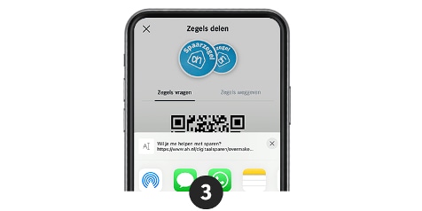 AH spaarzegels delen op een smartphone-scherm.