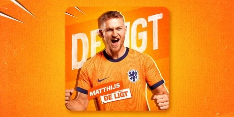 Voetbalshirt van het Nederlands elftal met de naam "Matthijs de Ligt" erop.