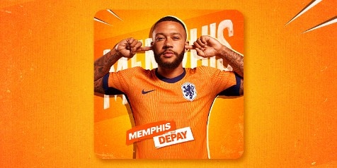 Voetbalshirt van het Nederlands Elftal met Memphis Depay's naam eronder, gezicht geblurd.