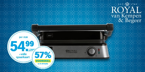 Grill van Royal van Kempen & Begeer met 57% korting bij volle spaarkaart, prijs: €54,99.