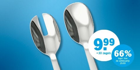 Promotie van bestekset voor 9.99 plus 30 zegels, 66% lager dan de adviesprijs van 29.99