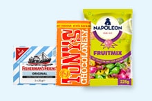 Fisherment friends original, Toneys choolonely reep karamel zeezout, napoleon fruitmix