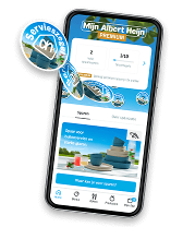 Mijn Albert Heijn-app met spaarsysteem voor servieszegels en buitenservies aanbiedingen.
