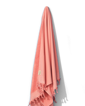 Roze handdoek met franjes