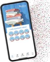 Wafra handdoeken spaaractie op smartphone scherm