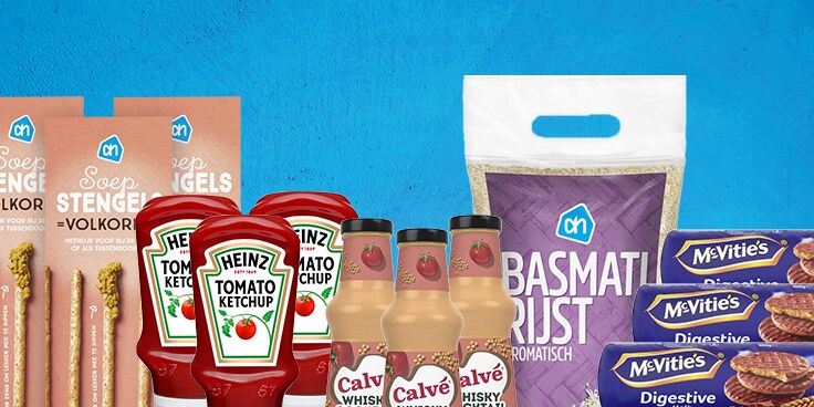 Volume voordeel op houdbare producten bij Albert Heijn.