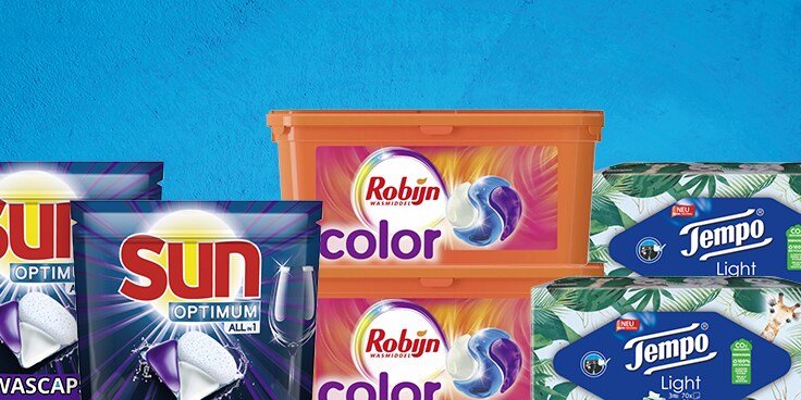 Volume voordeel op huishoudelijke producten bij Albert Heijn.