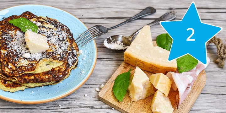Alles voor het bakken van hartige pannenkoeken met kaas en spek bestel je bij Albert Heijn