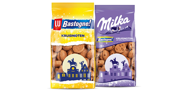Kruidnoten van LU Bastogne met en zonder Milka chocolade