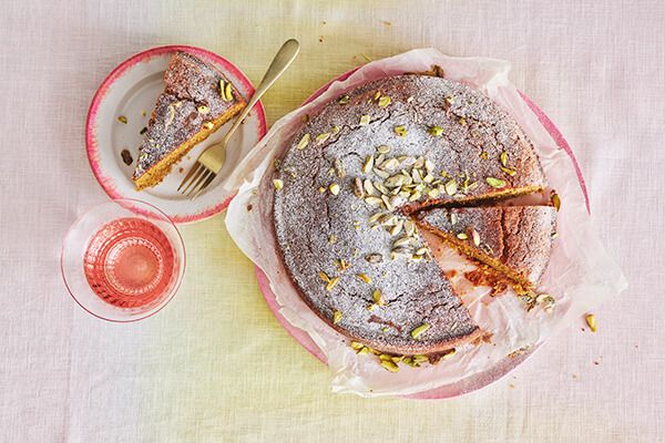 Vegan pistachecake met rijstdrink
