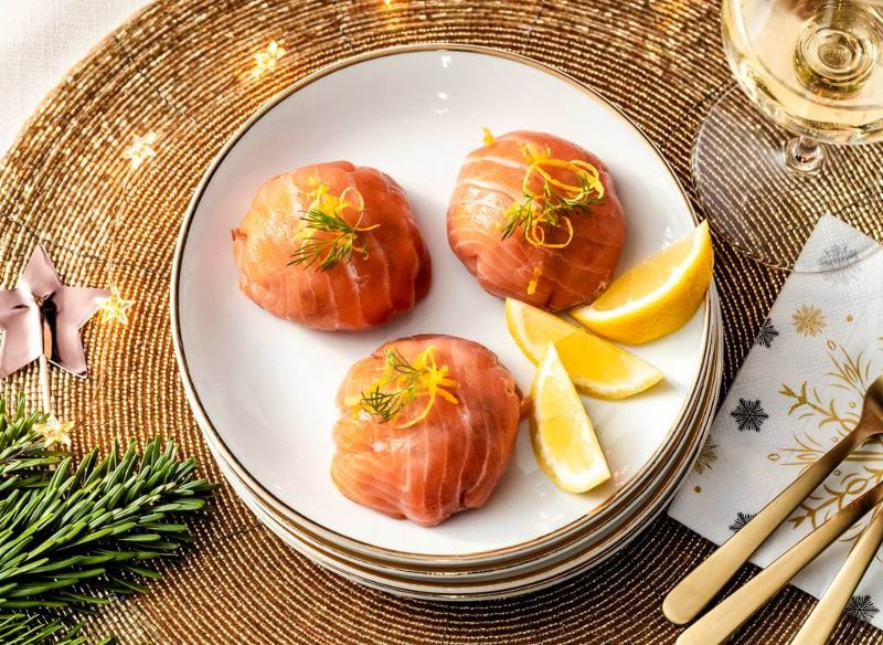 Zalmbonbons met garnalen