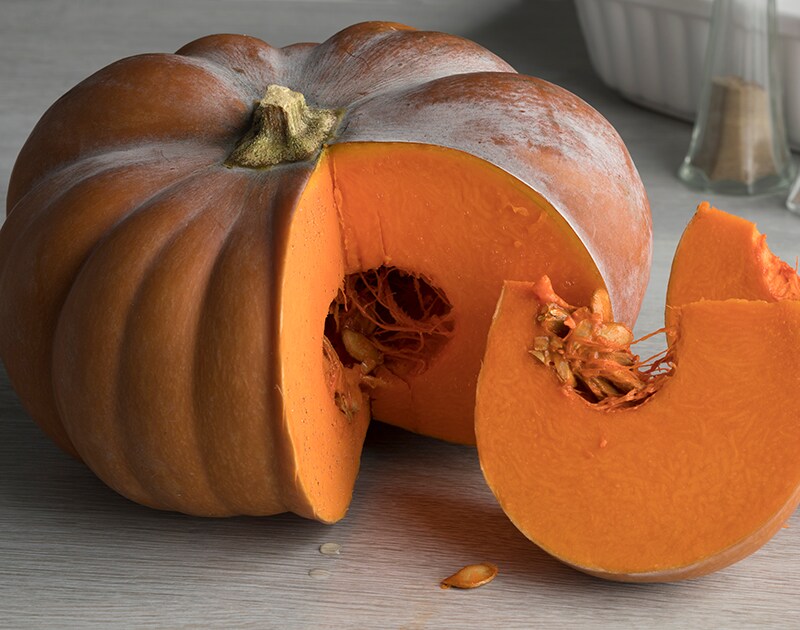 Muskaat pompoen doorgesneden