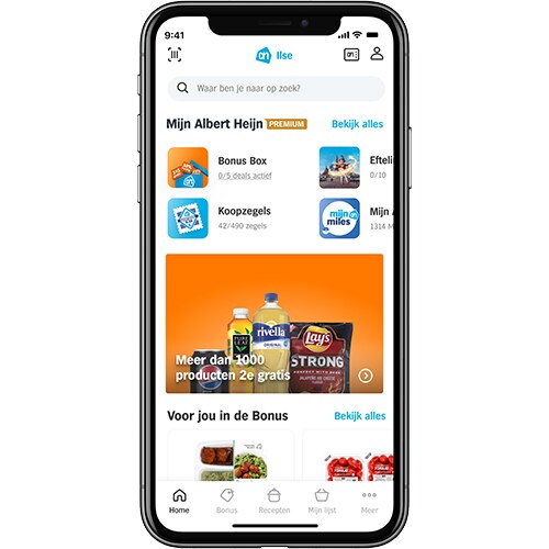 Homepage van de Mijn AH app