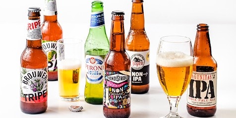Verschillende biertjes in fles en glas