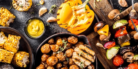 Gegrilde groenten en vega vlees