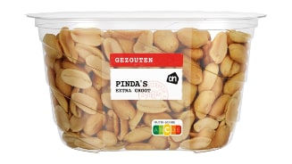 Bak met gezouten extra grote pinda's van het huismerk