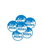 Air Miles logo badges in een circulaire formatie