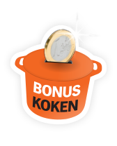 Bonus Koken logo met een munt erin