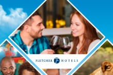FLETCHER HOTELS promotieafbeelding met twee mensen die wijn drinken