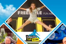 Kind springt op trampoline in Trampoline Park Yo-Jump.