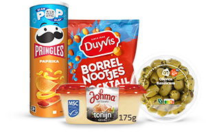 Borrel, chips, snacks