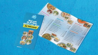 AH Takeaway folder op de blauwe AH Achtergrond