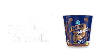 Albert Heijn Swap van de week promotie met een beker AH Protein Mousse chocolade smaak