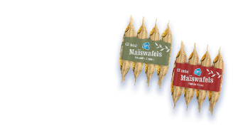 Afbeelding van Albert Heijn Swap van de week met twee pakken AH mini maïswafels, smaken Italiaanse kruiden en Paprika.