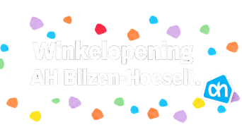 Winkelopening AH Bilzen-Hoeselt met kleurrijke confetti en Albert Heijn logo