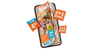 Albert Heijn Bonusfolder met aanbiedingen zoals 2+1 gratis, 1+1 gratis en twee stuks voor €4,00.