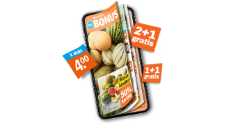 Albert Heijn Bonus folder met aanbiedingen, waaronder meloenen, 2 stuks voor 4 euro, 2+1 gratis en 1+1 gratis acties.