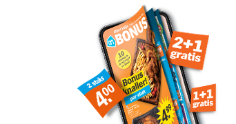 Albert Heijn BONUS folder met aanbiedingen zoals 2+1 gratis, 1+1 gratis en 2 stuks voor 4 euro, met focus op Bonusknallers