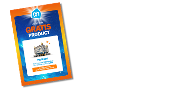 Albert Heijn gratis product voucher met Efteling afbeelding en de tekst "Claim hier je Efteling Voucher" met een pijl naar beneden.