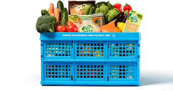 klapkrat van Albert Heijn met groenten en gezonde voeding erin